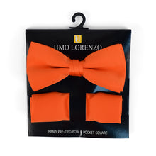 Load image into Gallery viewer, Umo Lorenzo Poly Satin Banded Bow Tie & Hanky Set – 22 Color Options
