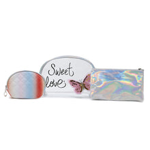 Load image into Gallery viewer, Nollia "Sweet Love" Butterfly 3-Piece Cosmetic Bag Set