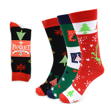 Load image into Gallery viewer, Parquet 3-Pair Pack Ladies Christmas Holidays Crew Socks – Trees, Snowflakes & Reindeer