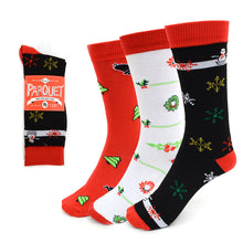 Load image into Gallery viewer, Parquet 3-Pair Pack Ladies Christmas Holidays Crew Socks – Snowman, Wreath & Tree Patterns