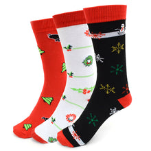 Load image into Gallery viewer, Parquet 3-Pair Pack Ladies Christmas Holidays Crew Socks – Snowman, Wreath & Tree Patterns