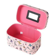 Load image into Gallery viewer, Nollia Medium Paris Butterfly Makeup Train Case – Pink Cosmetic Organizer with Mirror & Handle