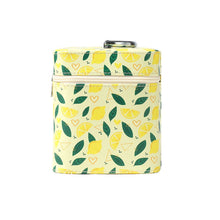 Load image into Gallery viewer, Nollia Large Lemon Print Makeup Train Case – Cosmetic Organizer with Handle & Mirror