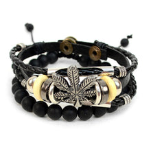 Load image into Gallery viewer, Genuine Leather & Natural Stone 2-Piece Bracelet Set for Men – Parquet (9 Styles)