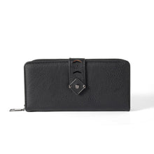 Load image into Gallery viewer, Nollia Ladies Classy Vegan Leather Long Tab Wallet – Black or Mauve