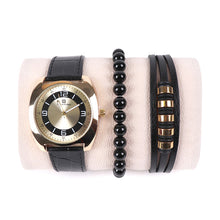 Load image into Gallery viewer, Vincent Di Mani Men's Watch & Bracelet Gift Set – 3-Piece Leather & Bead Boxed Set
