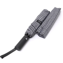 Load image into Gallery viewer, Nollia Compact Black & White Houndstooth Auto-Open Umbrella – 12" Travel Size, Wind-Resistant