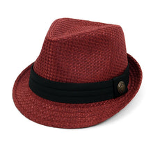 Load image into Gallery viewer, Westend Spring/Summer Textured Pattern Trilby Fedora Hat with Black Band & Button
