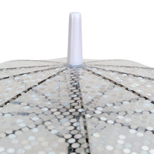 Load image into Gallery viewer, Parquet Polka Dot Premium Clear Umbrella – Auto Open, Slim Handle, 33" Arc