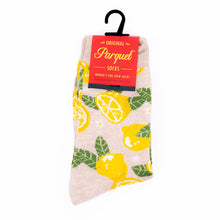 Load image into Gallery viewer, Parquet Beige Women's Lemon Tree Novelty Socks