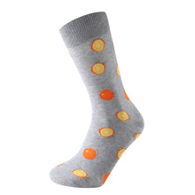 Load image into Gallery viewer, Parquet Men’s Fruity Orange Novelty Crew Socks – Gray