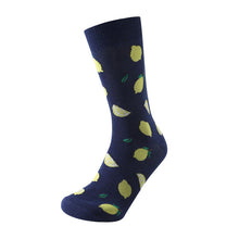 Load image into Gallery viewer, Parquet Men’s Lemon Novelty Crew Socks – Navy