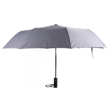 Load image into Gallery viewer, Nollia Compact Black Geometric Pattern Auto-Open Umbrella – 12" Travel Size, Wind-Resistant