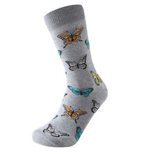 Load image into Gallery viewer, Parquet Men’s Butterfly Novelty Crew Socks – Gray