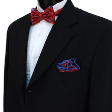 Load image into Gallery viewer, Laurant Bennet Abstract Lines Banded Bow Tie & Matching Hanky Pocket Round Set