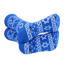 Load image into Gallery viewer, Parquet Men’s Star of David Hanukkah Novelty Crew Socks – Blue