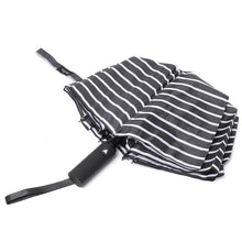 Load image into Gallery viewer, Nollia Compact Black & White Stripe Auto-Open Umbrella – 12" Travel Size, Wind-Resistant