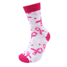 Load image into Gallery viewer, Parquet Women's Breast Cancer Ribbon Novelty Socks – Pink Awareness Design