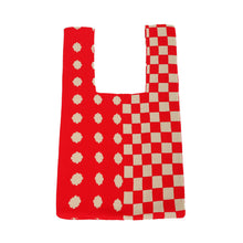 Load image into Gallery viewer, Cozy Christmas tote featuring split pattern with zigzag and houndstooth