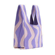 Load image into Gallery viewer, Nollia Purple Wavy Pattern Mini Knit Tote Bag