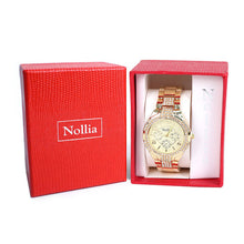 Load image into Gallery viewer, Nollia Gold Tone Ladies Dressy Watch – 38mm Quartz Fashion Watch with Crystal Bezel