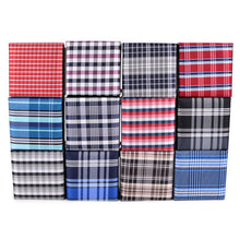 Load image into Gallery viewer, Clericci 12pc Plaid Poly Woven Tie, Hanky & Cufflink Gift Set – Assorted Prepack in Matching Fabric Boxes