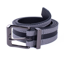 Load image into Gallery viewer, Umo Lorenzo Men's Striped Vegan Leather Casual Belt – Gray, 4 Sizes