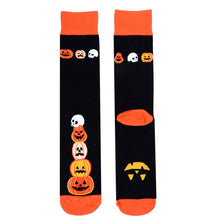 Load image into Gallery viewer, Parquet Men’s Stacked Pumpkins Halloween Crew Socks – Black & Orange