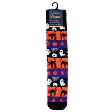 Load image into Gallery viewer, Parquet Men’s Halloween Layered Novelty Crew Socks – Ghosts, Black Cats & Pumpkins
