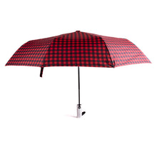 Load image into Gallery viewer, Nollia Compact Gingham Pattern Auto-Open Umbrella – 12" Travel Size, Black or Red