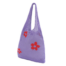 Load image into Gallery viewer, Nollia Purple Floral Crochet Knit Bag