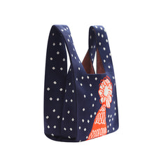 Load image into Gallery viewer, Nollia Navy Christmas Hat & Snow Mini Knit Tote Bag