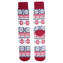 Load image into Gallery viewer, Parquet Men’s Snowflake Pattern Novelty Crew Socks – Burgundy & Gray