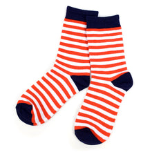 Load image into Gallery viewer, Women's Red & White Striped Crew Socks