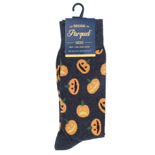 Load image into Gallery viewer, Parquet Men’s Pumpkin Pattern Crew Socks – Charcoal