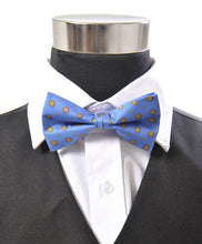 Load image into Gallery viewer, Silk Medallion & Dot Grid Banded Bow Tie – Printed Twill, Boxed