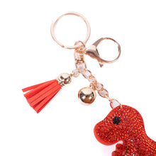 Load image into Gallery viewer, Nollia Bling Crystal Red T-Rex Charm – Sparkly Dinosaur Keychain