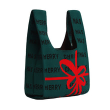 Load image into Gallery viewer, Nollia Green Merry Christmas Bow Mini Knit Tote Bag