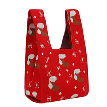 Load image into Gallery viewer, Nollia Red Reindeer & Snowflake Mini Knit Tote Bag