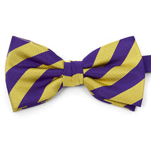 Load image into Gallery viewer, Umo Lorenzo College Stripe Banded Bow Tie – Microfiber Poly Woven
