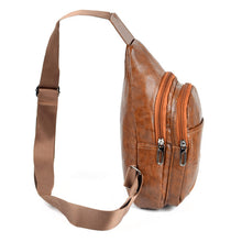 Load image into Gallery viewer, Brown Vegan Leather Crossbody Sling Bag - Multi-Pocket, Hands-Free Earphone Hole