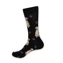 Load image into Gallery viewer, Parquet Men’s Retriever Dog & Paw Print Crew Socks – Black Or Gray