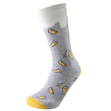 Load image into Gallery viewer, Parquet Men’s Frothy Beer Novelty Crew Socks – Gray