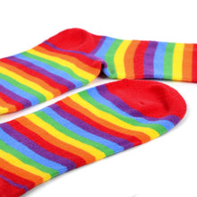 Load image into Gallery viewer, Parquet Men’s Rainbow Striped Novelty Crew Socks – Multicolor