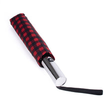Load image into Gallery viewer, Nollia Compact Gingham Pattern Auto-Open Umbrella – 12" Travel Size, Black or Red