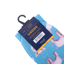Load image into Gallery viewer, Parquet Men’s Pink Pig Novelty Crew Socks – Light Blue