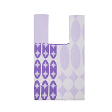 Load image into Gallery viewer, Creative mini tote in purple tones with abstract layout