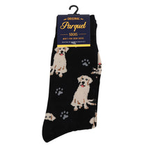 Load image into Gallery viewer, Parquet Men’s Retriever Dog & Paw Print Crew Socks – Black Or Gray