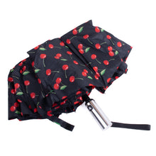 Load image into Gallery viewer, Nollia Compact Red Cherry Pattern Auto-Open Umbrella – 12" Travel Size, Wind-Resistant