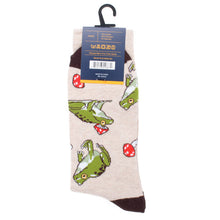 Load image into Gallery viewer, Parquet Men’s Mushroom & Frog Novelty Crew Socks – Earth Tones